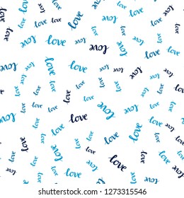 Dark BLUE vector seamless background with words of love. Phrase LOVE YOU with colorful gradient in abstract style. Design for wallpaper, fabric makers.