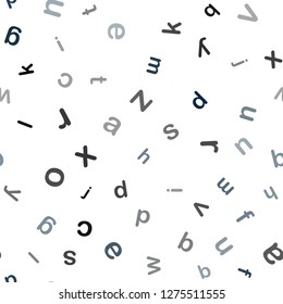 Dark BLUE vector seamless background with signs of alphabet. Modern geometrical illustration with ABC english symbols. Design for textile, fabric, wallpapers.