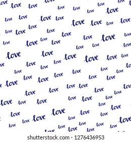 Dark BLUE vector seamless background with words of love. Illustration with colorful phrase LOVE YOU in romantic style. Design for wallpaper, fabric makers.