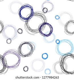 Dark BLUE vector seamless background with bubbles. Blurred bubbles on abstract background with colorful gradient. Design for textile, fabric, wallpapers.