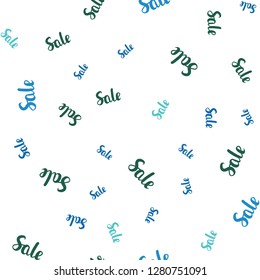 Dark BLUE vector seamless background with words of sales. Colorful set of  percentage signs in simple style. Design for business ads, commercials.