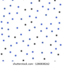 Dark BLUE vector seamless background with xmas snowflakes. Shining colorful illustration with snow in christmas style. Design for wallpaper, fabric makers.