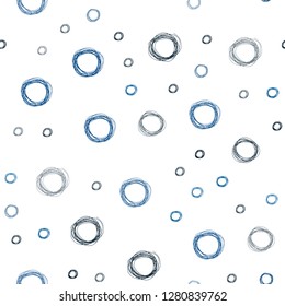 Dark BLUE vector seamless background with bubbles. Glitter abstract illustration with blurred drops of rain. Pattern can be used as texture of wallpapers.