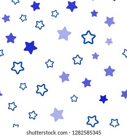 Dark BLUE vector seamless background with colored stars. Modern geometrical abstract illustration with stars. Template for business cards, websites.