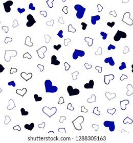 Dark BLUE vector seamless background with hearts. Glitter abstract illustration with colorful hearts in romantic style. Pattern can be used for valentine's ad, booklets.