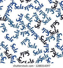 Dark BLUE vector seamless background with 70, 90 % signs of sales. Shining colorful illustration with isolated selling prices. Template for season sales, shopping ads.