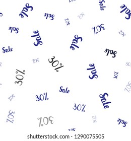 Dark BLUE vector seamless background with 30 % signs of sales. Colorful set of  percentage signs in simple style. Backdrop for ads, leaflets of Black Friday.
