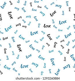 Dark BLUE vector seamless background with words of love. Phrase LOVE YOU with colorful gradient in abstract style. Pattern for trendy fabric, wallpapers.