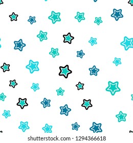 Dark BLUE vector seamless background with colored stars. Modern geometrical abstract illustration with stars. Texture for window blinds, curtains.