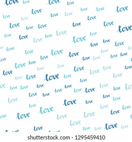 Dark BLUE vector seamless background with words of love. Illustration with phrase LOVE YOU for valentine's day. Design for wallpaper, fabric makers.