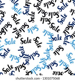 Dark BLUE vector seamless background with 70, 90 % signs of sales. Shining colorful illustration with isolated selling prices. Design for business ads, commercials.