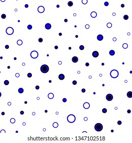 Dark BLUE vector seamless background with bubbles. Glitter abstract illustration with blurred drops of rain. Template for business cards, websites.