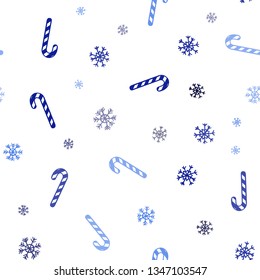 Dark BLUE vector seamless background with tasty xmas sweets.