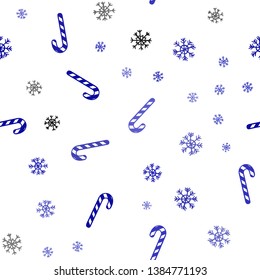 Dark BLUE vector seamless background with tasty xmas sweets.
