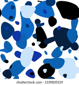 Dark BLUE vector seamless background with bubbles. Beautiful colored illustration with blurred circles in nature style. Texture for window blinds, curtains.