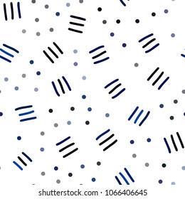 Dark BLUE vector seamless cover with abstract shapes. Illustration with repetition of lines on white background. Pattern for trendy fabric, wallpapers.