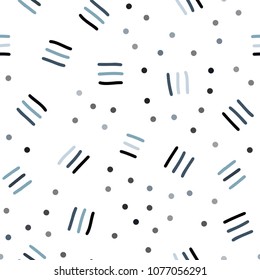Dark BLUE vector seamless cover with abstract shapes. Colorful seamless gradient with lines and signs of maths. Design for textile, fabric, wallpapers.
