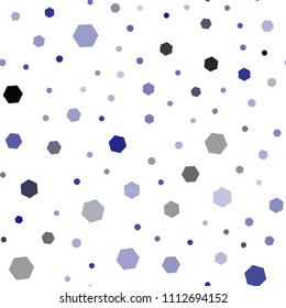 Dark BLUE vector seamless cover with set of hexagons. Illustration of colored hexagons on white surface. Beautiful design for your business advert.