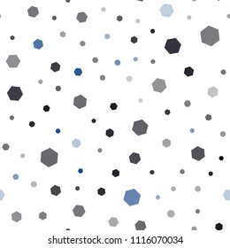Dark BLUE vector seamless cover with set of hexagons. Illustration of colored hexagons on white surface. Pattern for ads, leaflets.