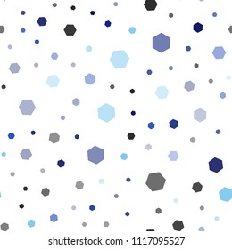 Dark BLUE vector seamless cover with set of hexagons. Abstract illustration with colorful hexagons. New template for your brand book.