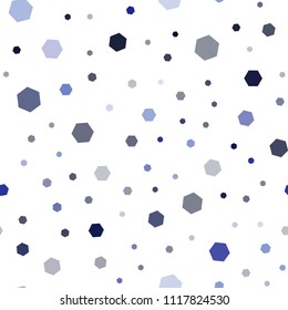 Dark BLUE vector seamless cover with set of hexagons. Design in abstract style with hexagons. Pattern can be used for landing pages.