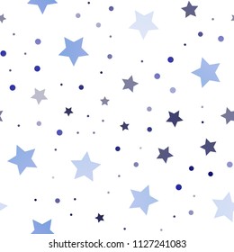 Dark BLUE vector seamless cover with small and big stars. Blurred decorative design in simple style with stars. The pattern can be used for wrapping gifts.