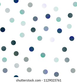 Dark BLUE vector seamless cover with spots. Blurred bubbles on abstract background with colorful gradient. Pattern can be used as texture of water, rain drops.