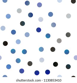 Dark BLUE vector seamless cover with spots. Abstract illustration with colored bubbles in nature style. The pattern can be used for ads, leaflets of liquid.