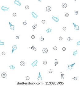 Dark BLUE vector seamless cover with cuisine gourmet. Fast Food on blurred abstract background with colorful gradient. Pattern for ad, booklets, leaflets of restaurants.