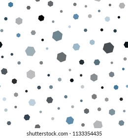 Dark BLUE vector seamless cover with set of hexagons. White background with colorful hexagons. New design for website's poster, banner.