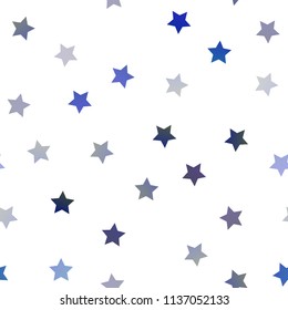 Dark BLUE vector seamless cover with small and big stars. Glitter abstract illustration with colored stars. Smart design for your business advert.