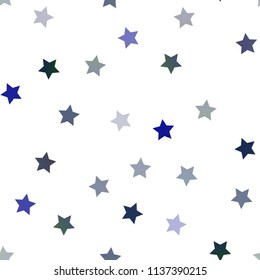 Dark BLUE vector seamless cover with small and big stars. Decorative shining illustration with stars on abstract template. The pattern can be used for new year ad, booklets.
