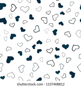 Dark BLUE vector seamless cover with Shining hearts. Glitter abstract illustration with colorful hearts in romantic style. Design for ad, poster, banner of Valentine Day.