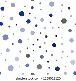 Dark BLUE vector seamless cover with set of hexagons. Glitter abstract illustration in hexagonal style. New template for your brand book.