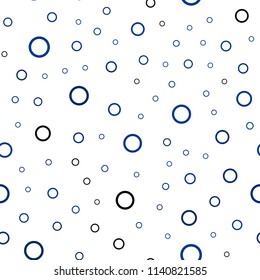 Dark BLUE vector seamless cover with spots. Glitter abstract illustration with blurred drops of rain. Pattern can be used for futuristic ad, booklets.