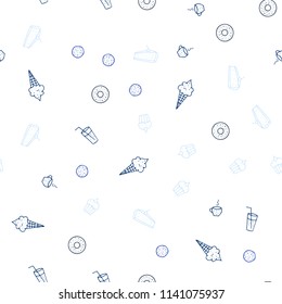 Dark BLUE vector seamless cover with cuisine gourmet. Beautiful colored illustration with food in doodle style. Doodle design for your business advert of cafes.