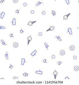 Dark BLUE vector seamless cover with cuisine gourmet. Fast Food on blurred abstract background with colorful gradient. Doodle design for your business advert of cafes.