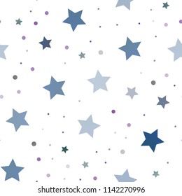 Dark BLUE vector seamless cover with small and big stars. Shining colored illustration with stars. The pattern can be used for wrapping gifts.