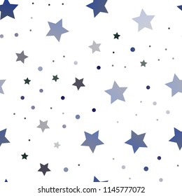 Dark BLUE vector seamless cover with small and big stars. Blurred decorative design in simple style with stars. The pattern can be used for websites.