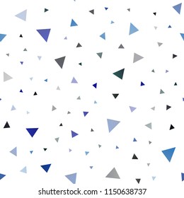 Dark BLUE vector seamless cover in polygonal style. Beautiful illustration with triangles in nature style. Pattern for busines ad, booklets, leaflets