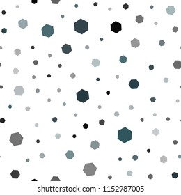 Dark BLUE vector seamless cover with set of hexagons. Illustration of colored hexagons on white surface. Beautiful design for your business advert.