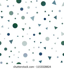 Dark BLUE vector seamless cover in polygonal style with circles. Decorative design in abstract style with lines, dots. Template for business cards, websites.