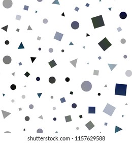 Dark BLUE vector seamless cover in polygonal style with circles. Decorative design in abstract style with lines, dots, cubes. Pattern for design of window blinds, curtains.