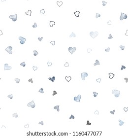 Dark BLUE vector seamless cover with Shining hearts. Hearts on blurred abstract background with colorful gradient. Design for ad, poster, banner of Valentine Day.