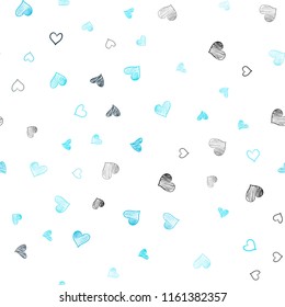 Dark BLUE vector seamless cover with Shining hearts. Hearts on blurred abstract background with colorful gradient. Pattern for carnival, festival romantic leaflets.