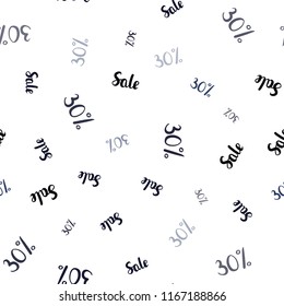 Dark BLUE vector seamless cover with symbols of 30% sales. Gradient illustration with discount signs on white backdrop. Backdrop for super sales on Black Friday.