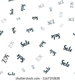 Dark BLUE vector seamless cover with symbols of 30% sales. Shining colorful illustration with isolated selling prices. Design for business ads, commercials, sellings.