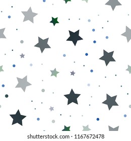 Dark BLUE vector seamless cover with small and big stars. Blurred decorative design in simple style with stars. The pattern can be used for wrapping gifts.