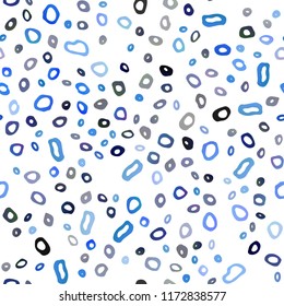 Dark BLUE vector seamless cover with circles. Glitter abstract illustration with blurred drops of rain. Pattern for trendy fabric, wallpapers.