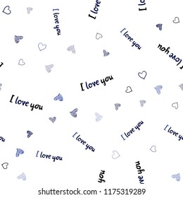 Dark BLUE vector seamless cover with Shining hearts. Beautiful colored illustration with hearts in celebration style. Pattern for marriage gifts, congratulations.